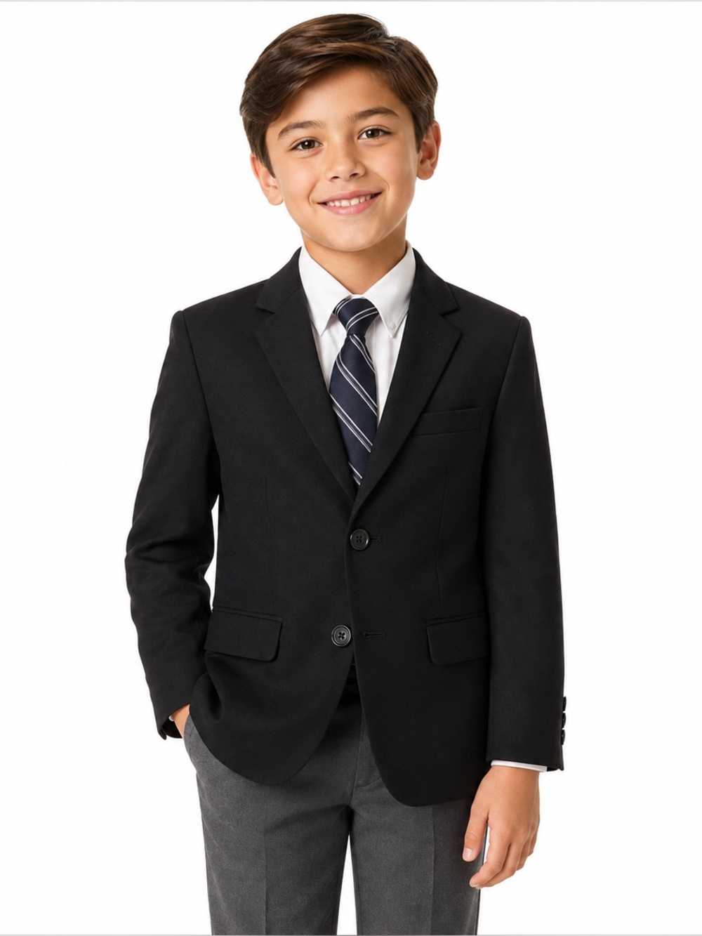 IZOD Boys Black Blazer Sport Coat Wool Blend Formal School Uniform Size 8